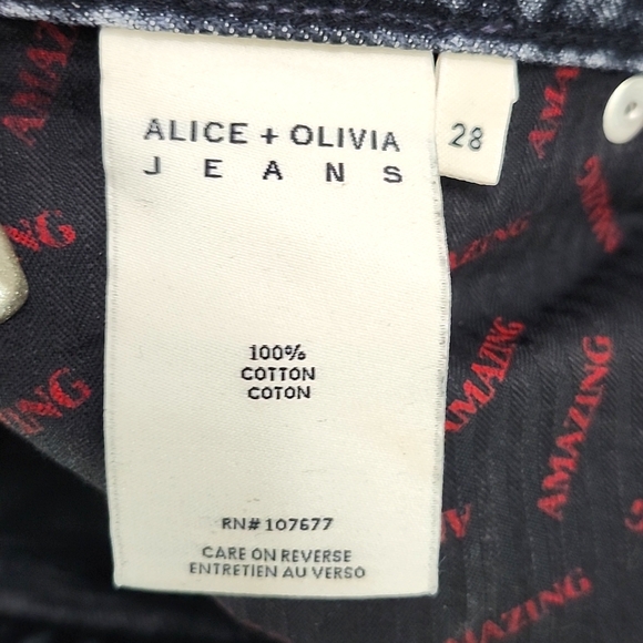 Alice + Olivia Genevive Extreme Distressed Girlfriend Jeans in Past Midnight - Picture 7 of 11